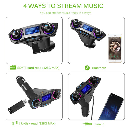 Transmisor FM para coche BT06, reproductor MP3 y receptor de audio