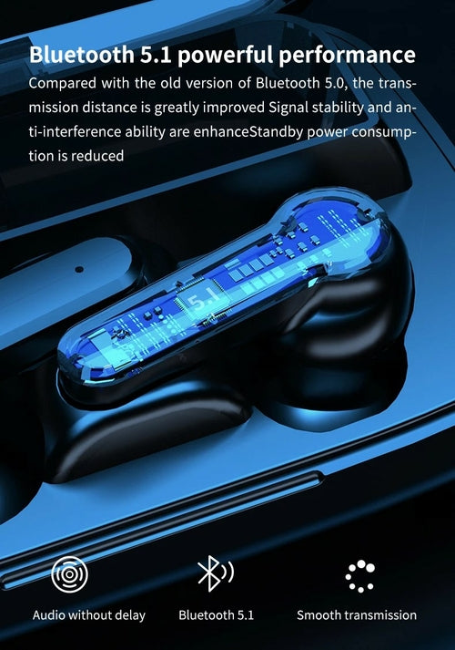 Audífonos KARISA M19 - TWS Bluetooth 5.1 con Pantalla y Linterna