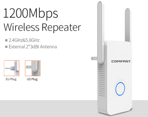 Amplificador y repetidor WiFi de 1200 Mbps con antenas