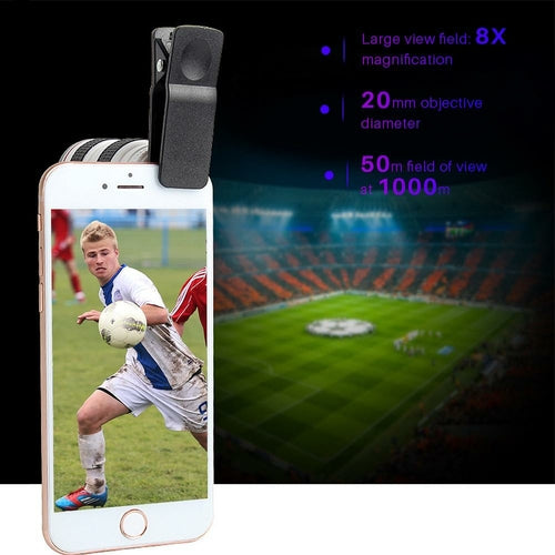 Lente de zoom óptico HD para smartphone con clip universal para teléfono móvil