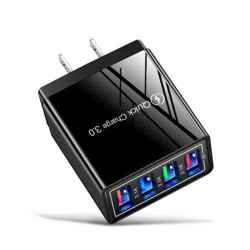 Cargador USB de 4 puertos con carga rápida para iPhone, Huawei y Samsung