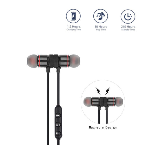 Auriculares deportivos inalámbricos Bluetooth 4.0 negros