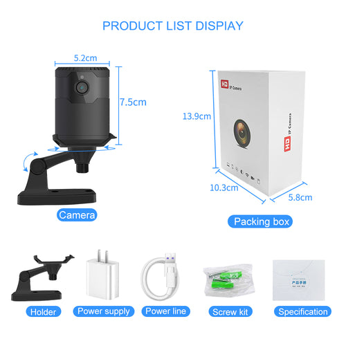 Mini cámara IP WiFi inalámbrica HD de 2 MP y 1080p con visión nocturna
