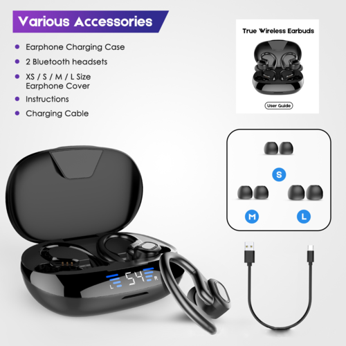 Auriculares deportivos Bluetooth V5.0 TWS con pantalla LED para iPhone y Huawei