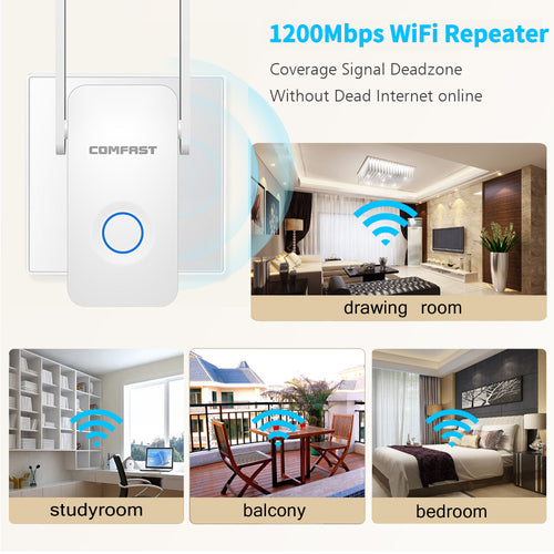 Amplificador y repetidor WiFi de 1200 Mbps con antenas