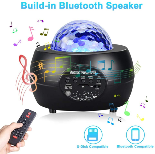 Luz nocturna LED con proyector de cielo estrellado y altavoz inalámbrico Bluetooth