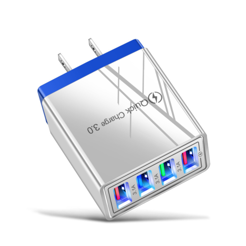 Cargador USB de 4 puertos con carga rápida para iPhone, Huawei y Samsung